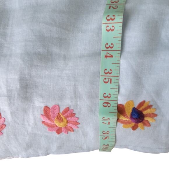 Philosophy Aqua Embroidered  linen summer dress MD Coastal Boho chic - Picture 6 of 13